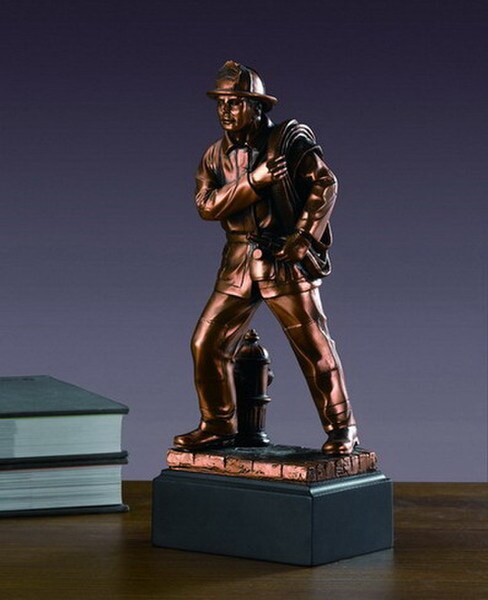 Sculpted Statue of a Fireman In Action figurine Tribute Statuary